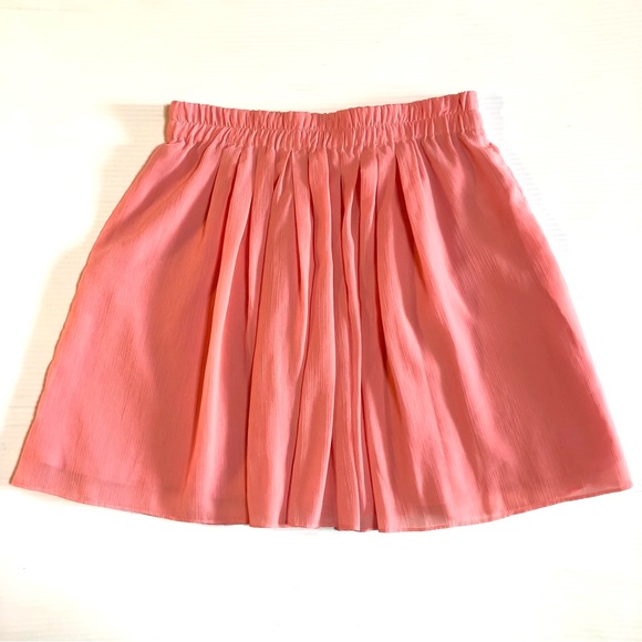 LOFT Coral Pink Pleated Chiffon Skirt, XS petite or XSP - Picture 7 of 9